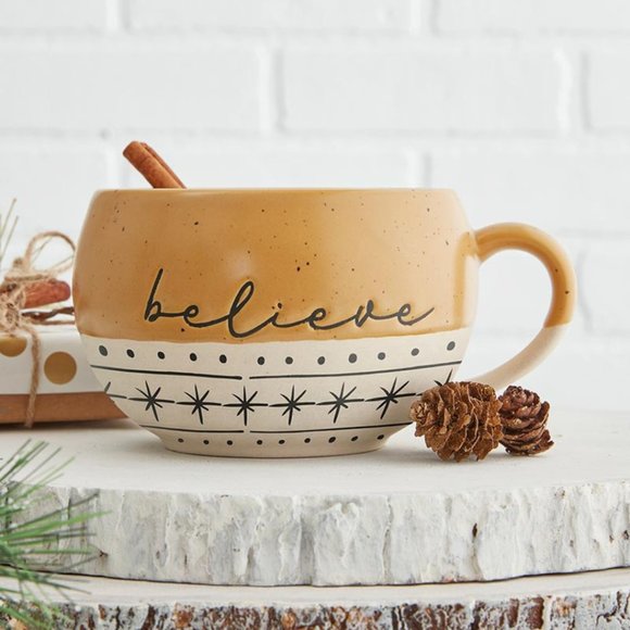 NWT / Rustic Stoneware Holiday Mug Set (4), 16oz. - Picture 9 of 9